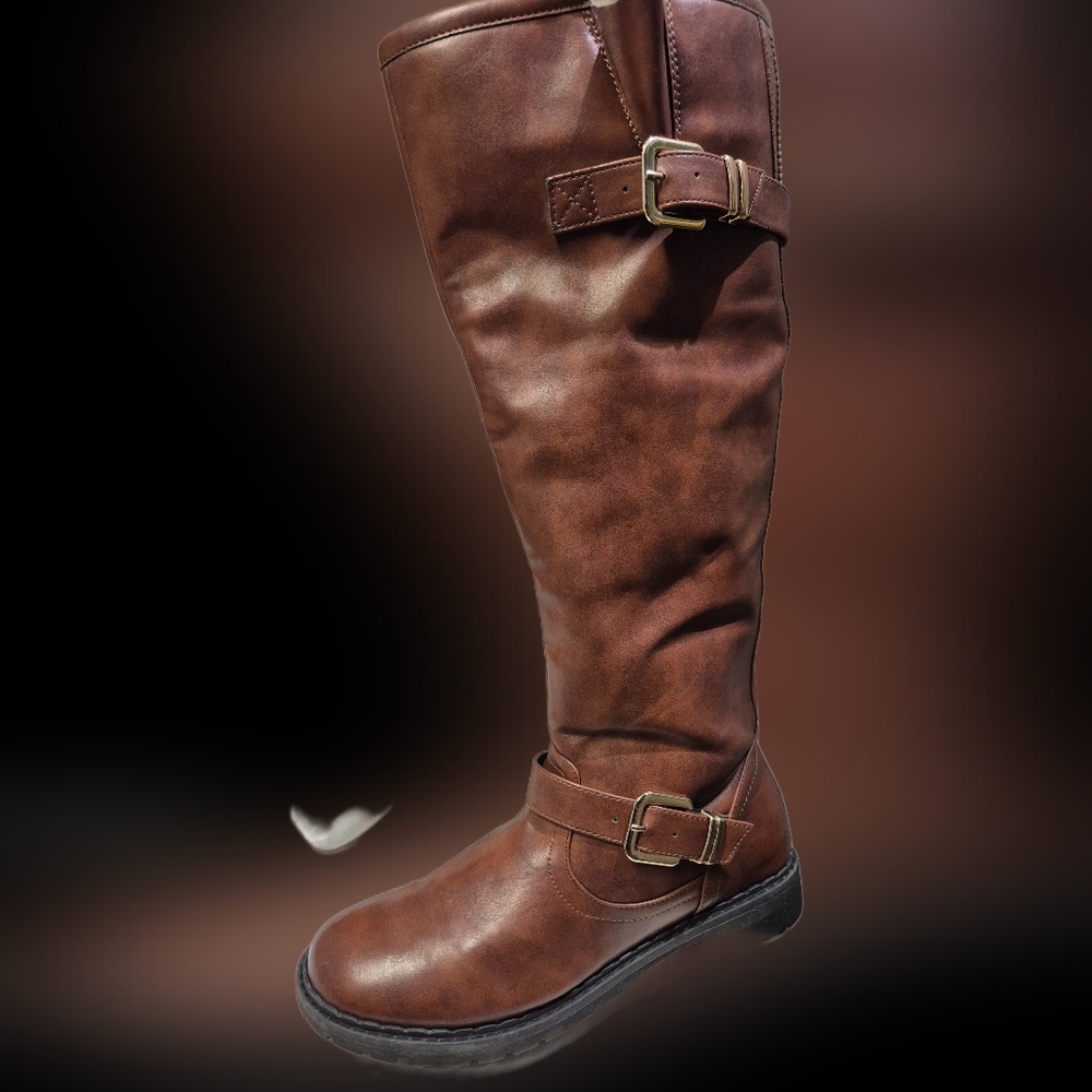 Brown Knee-High Riding Boots Shoe Dazzel Georgina